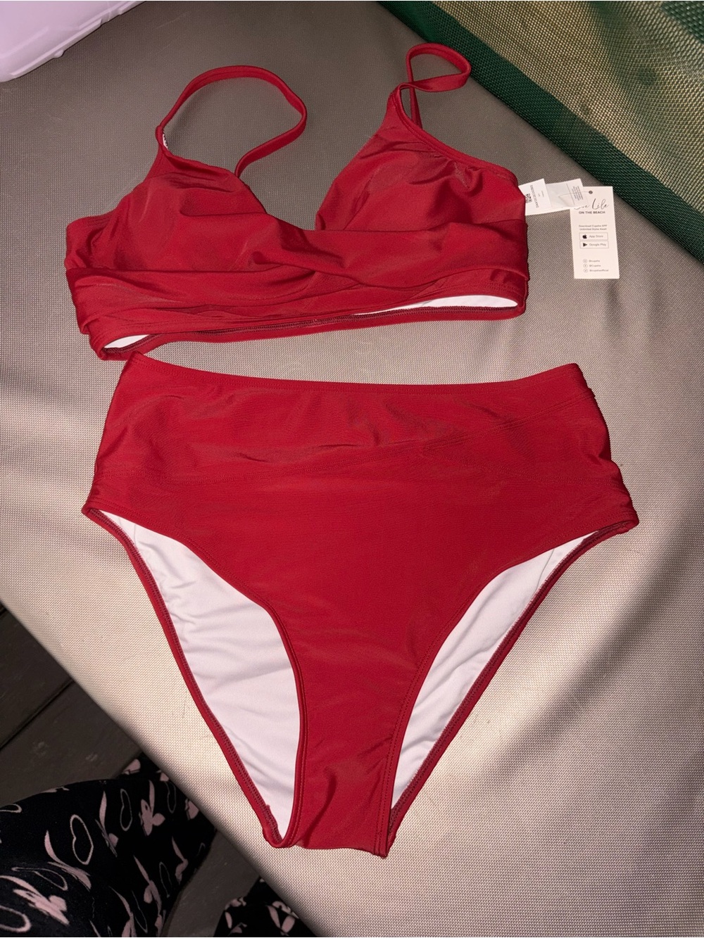 Red High-Waist Bikini Set